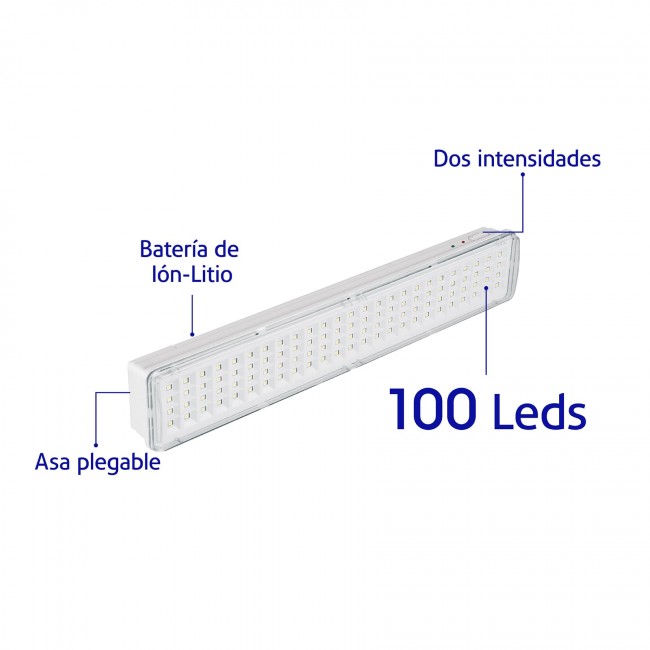 Lámpara de emergencia recargable 500 lm, 100 LED - LAE-100 / 43009