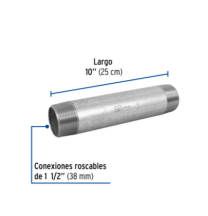 Niple, acero galvanizado, 1-1/2 x 10', cedula 40 - CG-441 / 48840