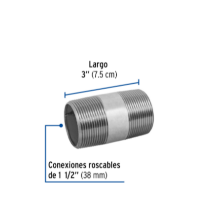 Niple, acero galvanizado, 1-1/2 x 3', cedula 40 - CG-437 / 48836