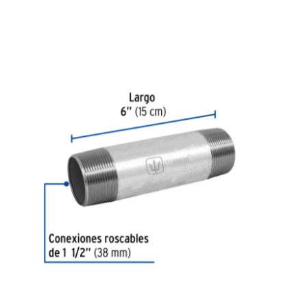 Niple, acero galvanizado, 1-1/2 x 8', cedula 40 - CG-440 / 48839