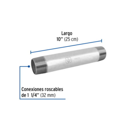 Niple, acero galvanizado, 1-1/4 x 10', cedula 40 - CG-434 / 48833