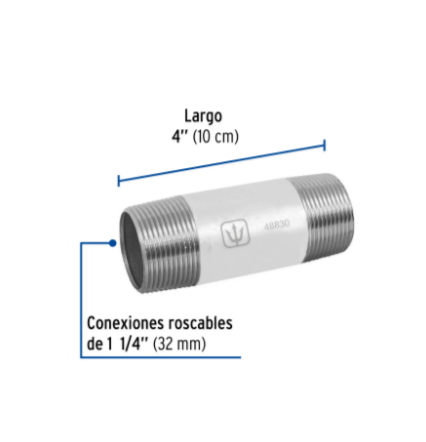 Niple, acero galvanizado, 1-1/4 x 4', cedula 40 - CG-431 / 48830