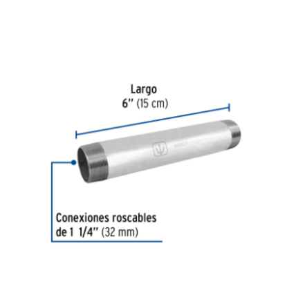 Niple, acero galvanizado, 1-1/4 x 6', cedula 40 - CG-432 / 48831