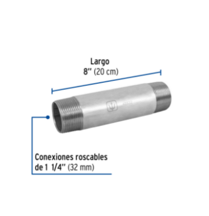 Niple, acero galvanizado, 1-1/4 x 8', cedula 40 - CG-433 / 48832