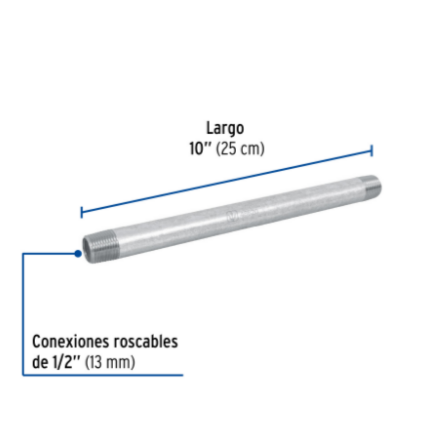 Niple, acero galvanizado, 1/2 x 10', cedula 40 - CG-421 / 48820