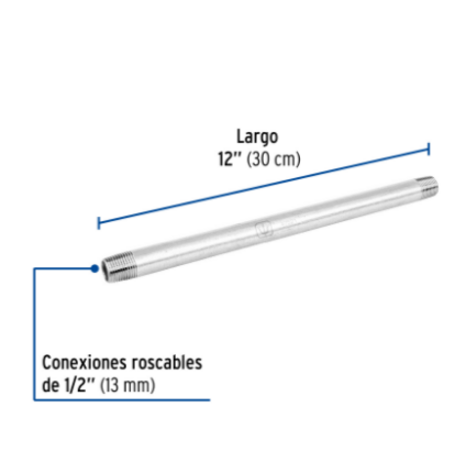 Niple, acero galvanizado, 1/2' x 12', cédula 40 - CG-406 / 47521