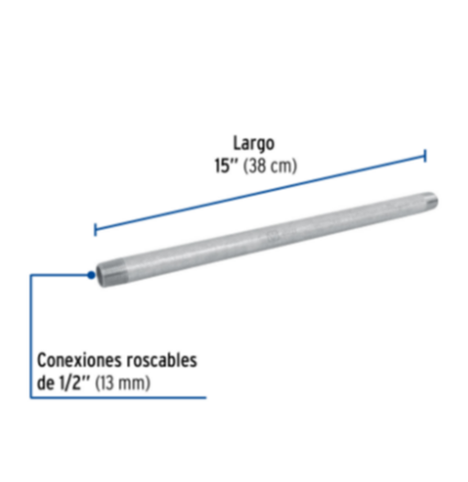 Niple, acero galvanizado, 1/2 x 15', cedula 40 - CG-422 / 48821