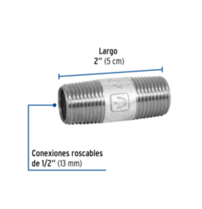 Niple, acero galvanizado, 1/2' x 2', cédula 40 - CG-401 / 47516