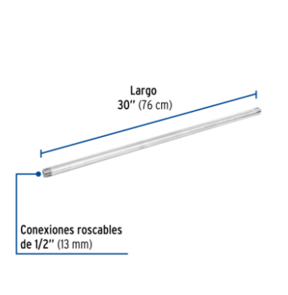 Niple, acero galvanizado, 1/2' x 30', cédula 40 - CG-409 / 47524