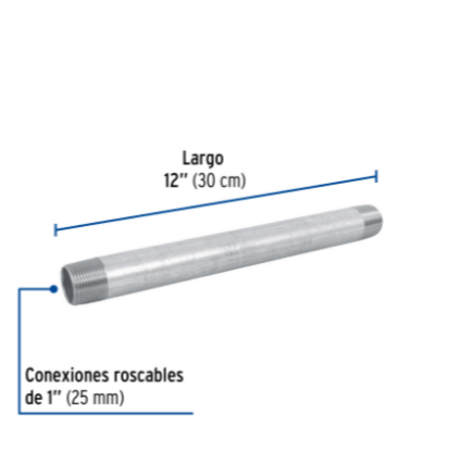 Niple, acero galvanizado, 1 x 12', cedula 40 - CG-428 / 48827