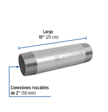 Niple, acero galvanizado, 2 x 10', cedula 40 - CG-447 / 48846