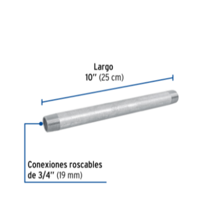 Niple, acero galvanizado, 3/4 x 10', cedula 40 - CG-425 / 48824