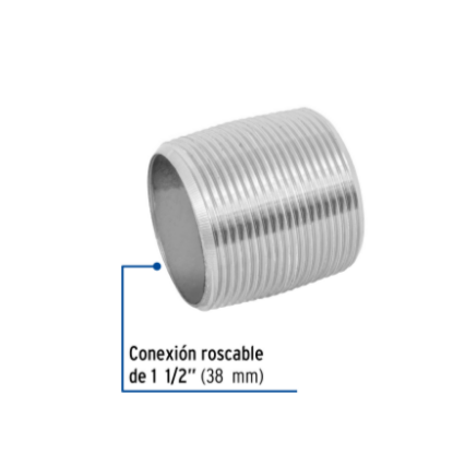 Niple, acero galvanizado, cuerda corrida, 1-1/2' - CG-475 / 48790