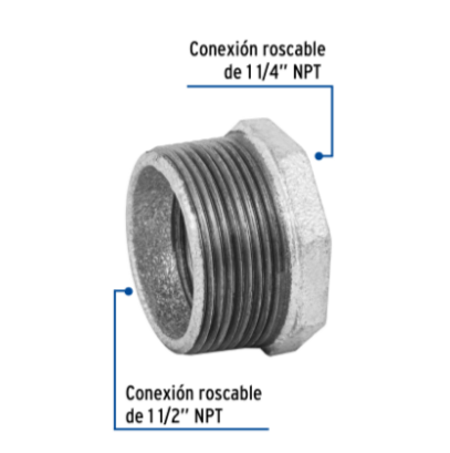 Reducción bushing, acero galvanizado, 1-1/2 x 1-1/4' - CG-240 / 48780