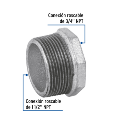 Reducción bushing, acero galvanizado, 1-1/2 x 3/4' - CG-238 / 48778