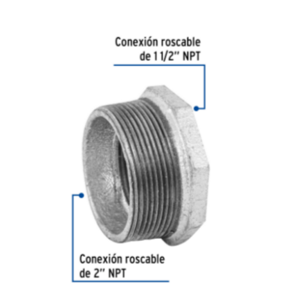 Reducción bushing, acero galvanizado, 2 x 1-1/2' - CG-242 / 48782