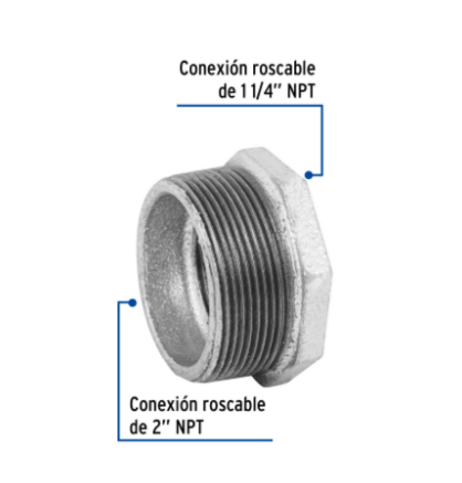 Reducción bushing, acero galvanizado, 2 x 1-1/4' - CG-241 / 48781