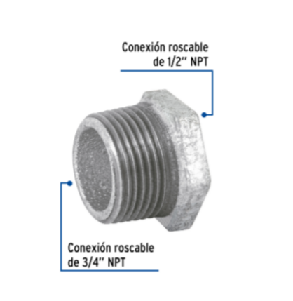 Reducción bushing, acero galvanizado, 3/4 x 1/2' - CG-231 / 47503