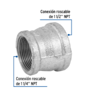 Reducción campana, acero galvanizado, 1-1/2 x 1-1/4' - CG-300 / 48767