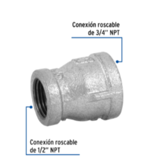 Reducción campana, acero galvanizado, 3/4'x1/2' - CG-291 / 47506