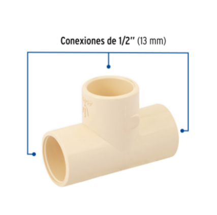 Tee sencilla de CPVC, 1/2' - CPVC-761 / 45069